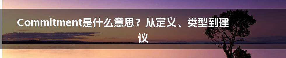 Commitment是什么意思？从定义、类型到建议