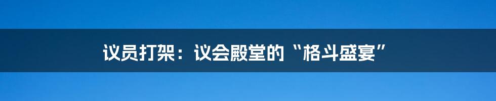 议员打架：议会殿堂的“格斗盛宴”