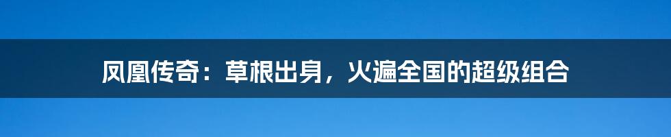 凤凰传奇：草根出身，火遍全国的超级组合