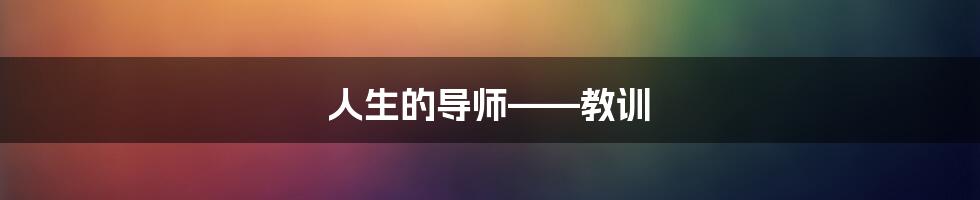 人生的导师——教训