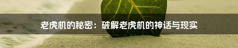 老虎机的秘密：破解老虎机的神话与现实