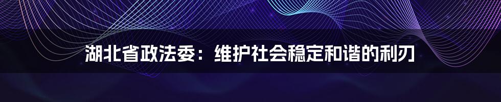 湖北省政法委：维护社会稳定和谐的利刃