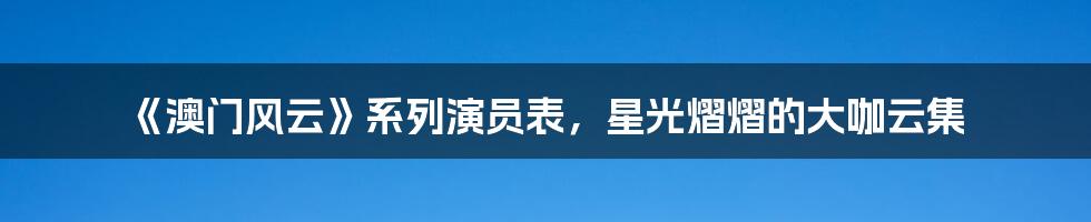 《澳门风云》系列演员表，星光熠熠的大咖云集