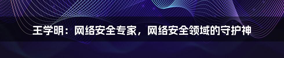 王学明：网络安全专家，网络安全领域的守护神