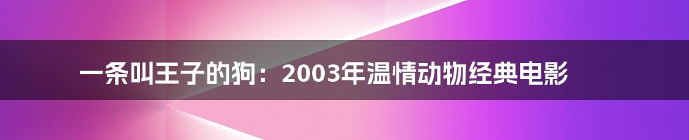 一条叫王子的狗：2003年温情动物经典电影