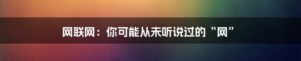 网联网：你可能从未听说过的“网”