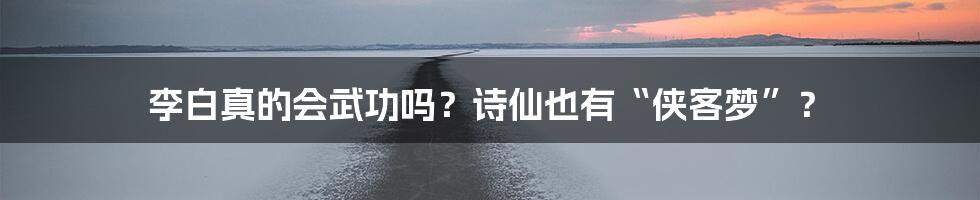 李白真的会武功吗？诗仙也有“侠客梦”？