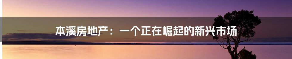 本溪房地产：一个正在崛起的新兴市场