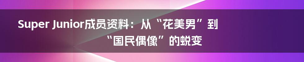 Super Junior成员资料：从“花美男”到“国民偶像”的蜕变