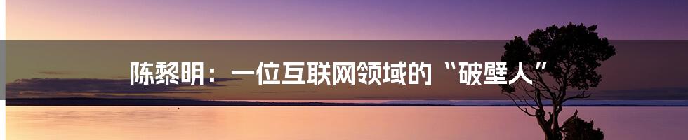 陈黎明：一位互联网领域的“破壁人”