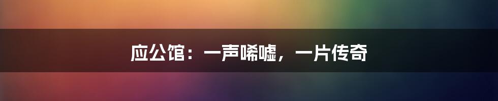 应公馆：一声唏嘘，一片传奇