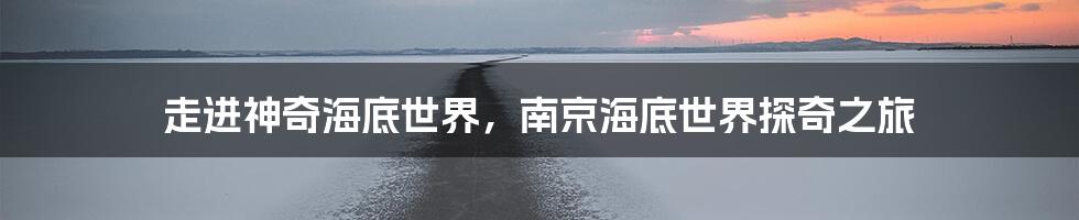 走进神奇海底世界，南京海底世界探奇之旅