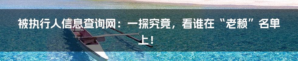 被执行人信息查询网：一探究竟，看谁在“老赖”名单上！