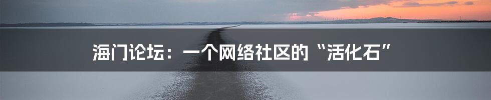 海门论坛：一个网络社区的“活化石”