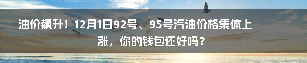 油价飙升！12月1日92号、95号汽油价格集体上涨，你的钱包还好吗？