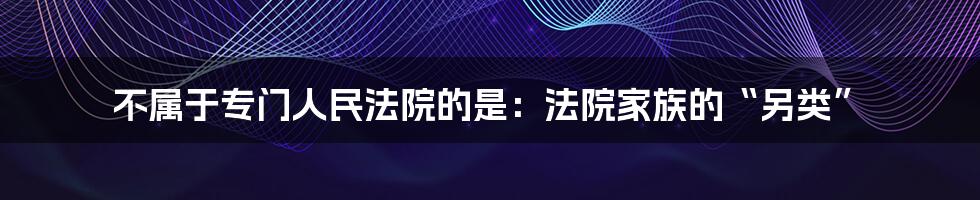 不属于专门人民法院的是：法院家族的“另类”