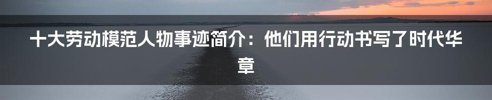 十大劳动模范人物事迹简介：他们用行动书写了时代华章