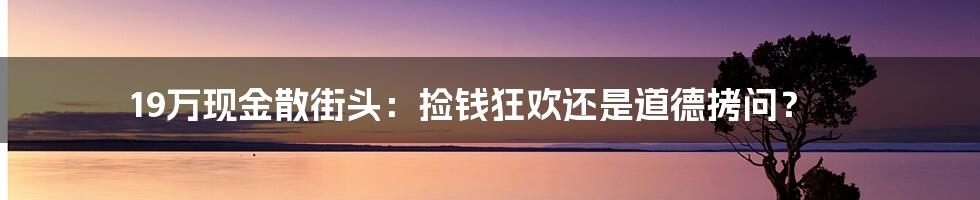 19万现金散街头：捡钱狂欢还是道德拷问？