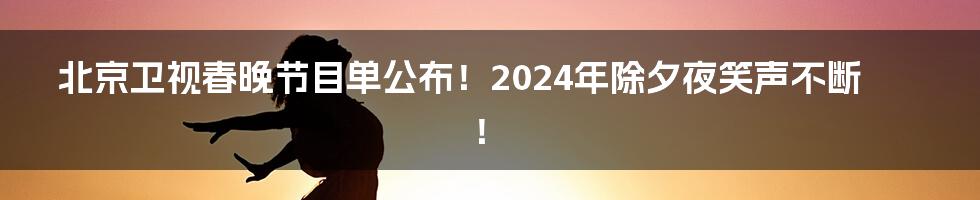 北京卫视春晚节目单公布！2024年除夕夜笑声不断！