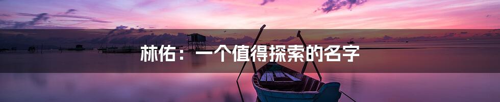 林佑：一个值得探索的名字