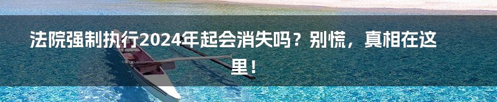 法院强制执行2024年起会消失吗？别慌，真相在这里！