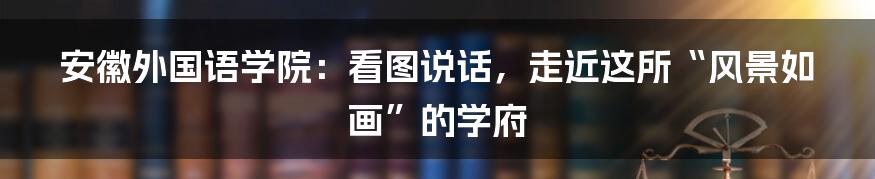 安徽外国语学院：看图说话，走近这所“风景如画”的学府