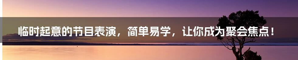 临时起意的节目表演，简单易学，让你成为聚会焦点！