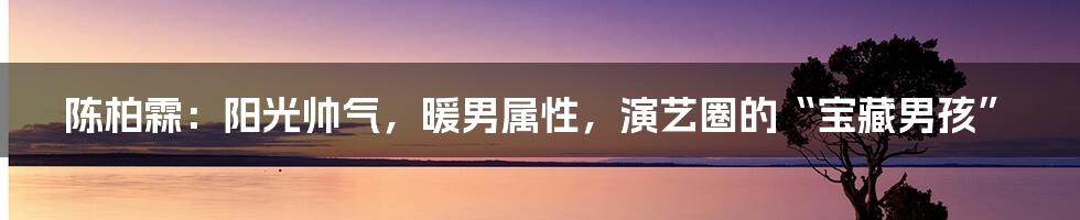 陈柏霖：阳光帅气，暖男属性，演艺圈的“宝藏男孩”