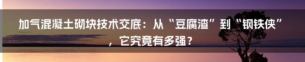 加气混凝土砌块技术交底：从“豆腐渣”到“钢铁侠”，它究竟有多强？