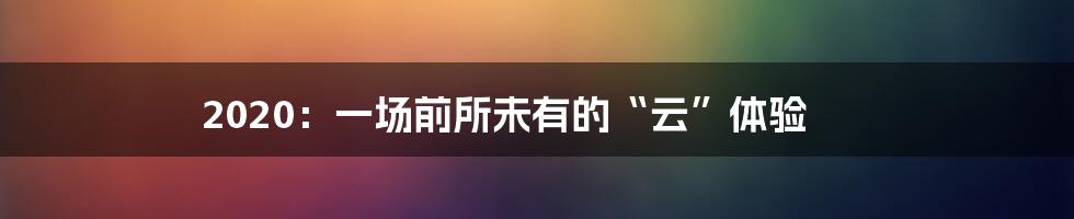 2020：一场前所未有的“云”体验