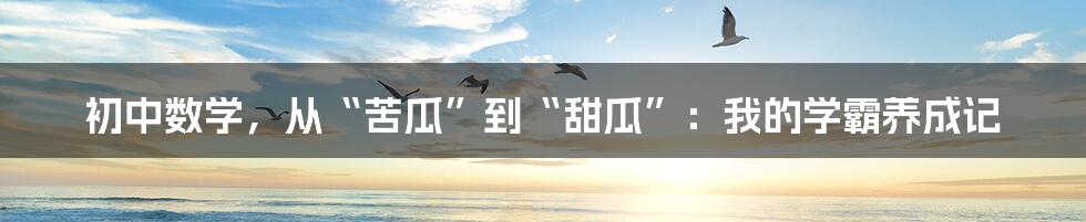 初中数学，从“苦瓜”到“甜瓜”：我的学霸养成记