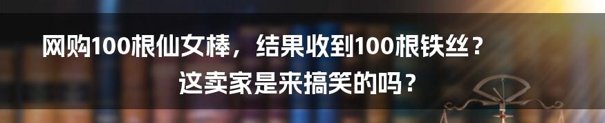 网购100根仙女棒，结果收到100根铁丝？这卖家是来搞笑的吗？