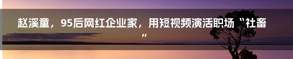 赵溪童，95后网红企业家，用短视频演活职场“社畜”