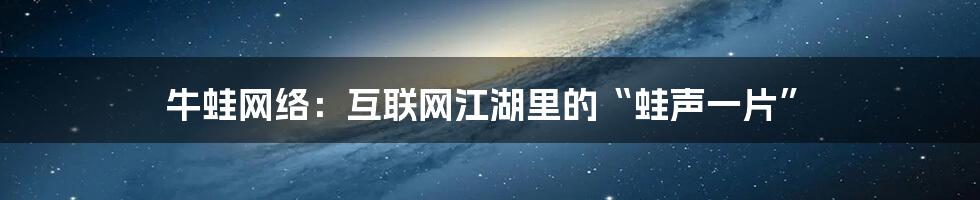 牛蛙网络：互联网江湖里的“蛙声一片”