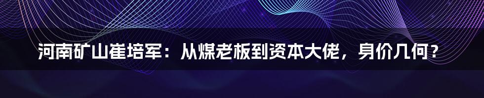 河南矿山崔培军：从煤老板到资本大佬，身价几何？