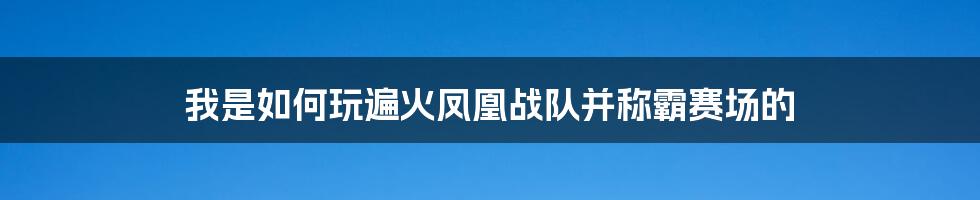 我是如何玩遍火凤凰战队并称霸赛场的