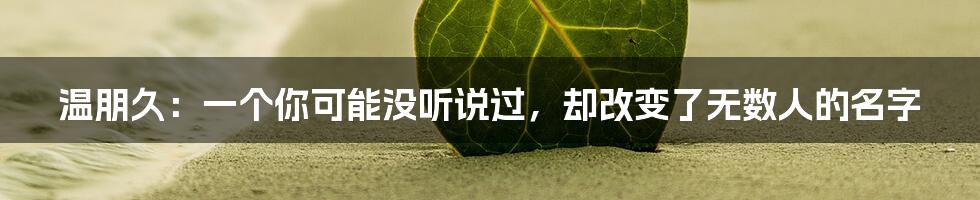 温朋久：一个你可能没听说过，却改变了无数人的名字