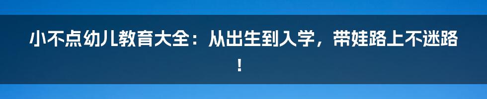 小不点幼儿教育大全：从出生到入学，带娃路上不迷路！