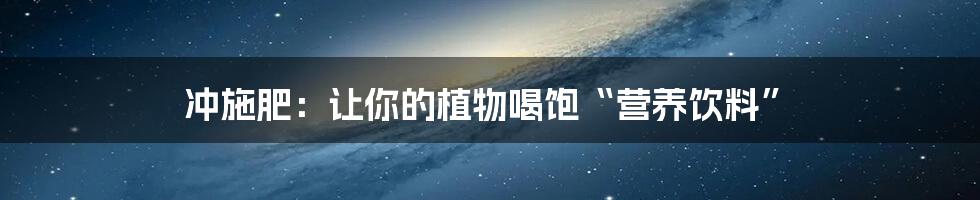 冲施肥：让你的植物喝饱“营养饮料”