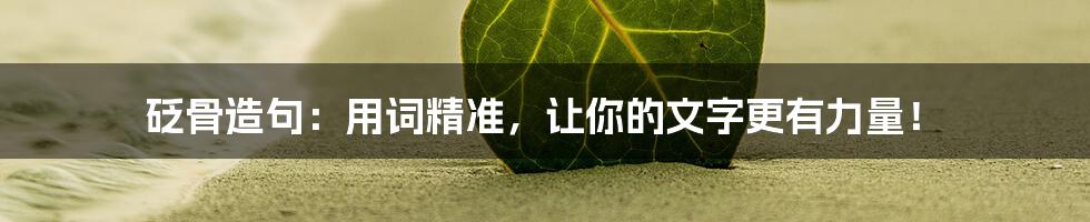 砭骨造句：用词精准，让你的文字更有力量！