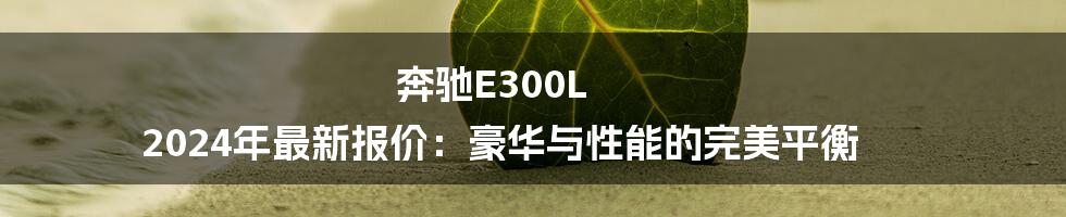 奔驰E300L 2024年最新报价：豪华与性能的完美平衡