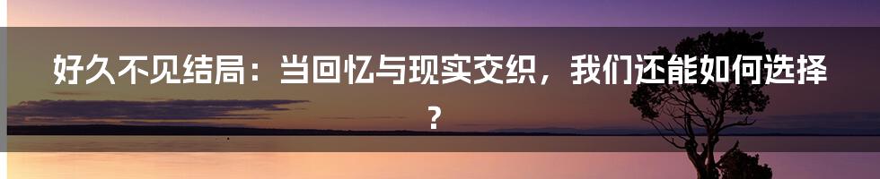 好久不见结局：当回忆与现实交织，我们还能如何选择？