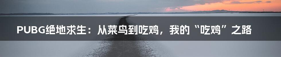 PUBG绝地求生：从菜鸟到吃鸡，我的“吃鸡”之路