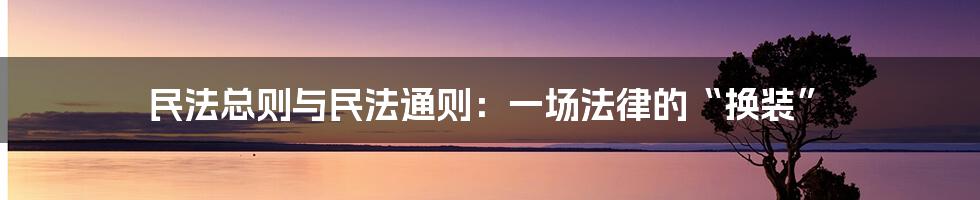 民法总则与民法通则：一场法律的“换装”