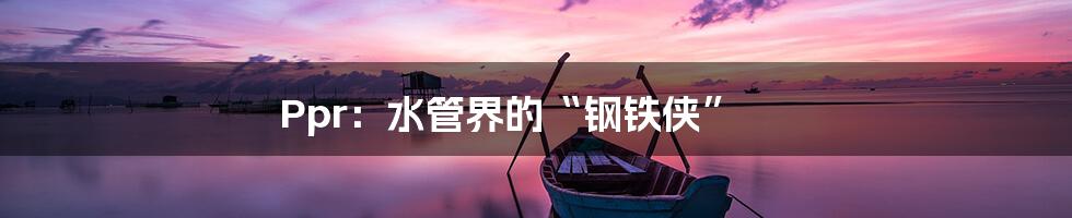 Ppr：水管界的“钢铁侠”