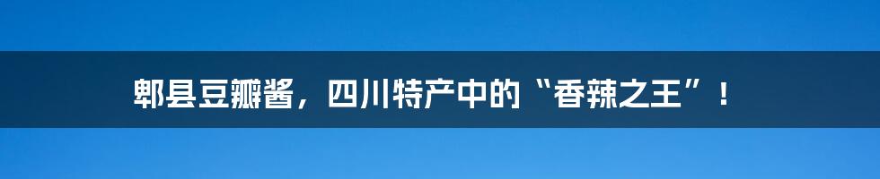 郫县豆瓣酱，四川特产中的“香辣之王”！