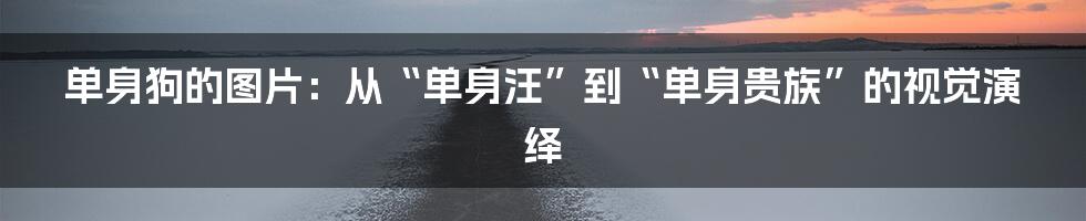 单身狗的图片：从“单身汪”到“单身贵族”的视觉演绎