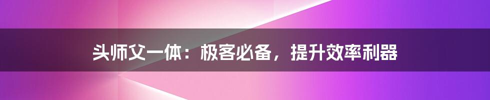 头师父一体：极客必备，提升效率利器