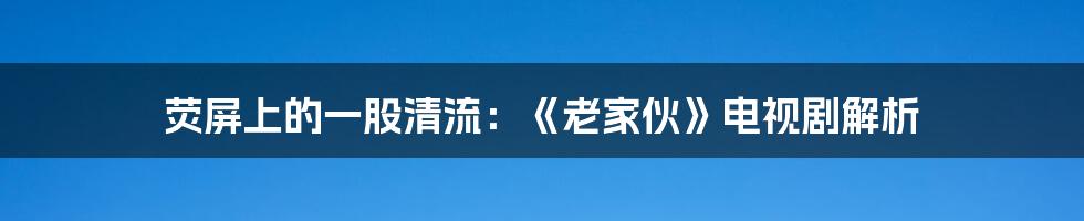 荧屏上的一股清流：《老家伙》电视剧解析