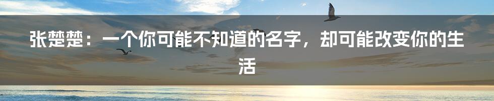 张楚楚：一个你可能不知道的名字，却可能改变你的生活